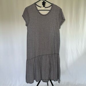 Dylan Black and White Striped Slant-Hem Midi Dress